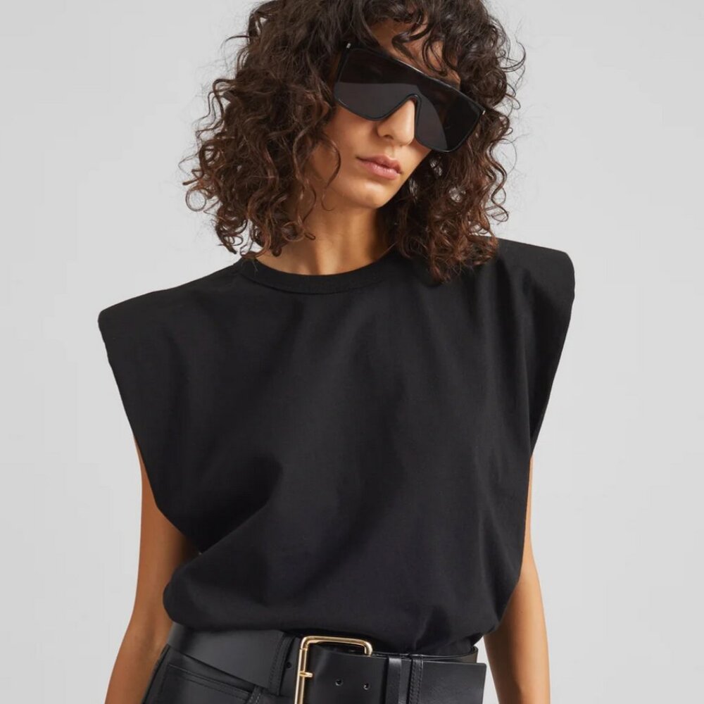 The Frankie Shop Eva Padded Shoulder Muscle T-Shirt